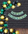 Happy Birthday Green & Black Theme Set ( Including 1 pc Green Birthday Banner- 30 Balloons  Green -Black & Gold ) Birthday Items Birthday& Party Decorations Birthday Celebrations -Birthday Decor Birthday Accessories Green Birthday Themes. 
