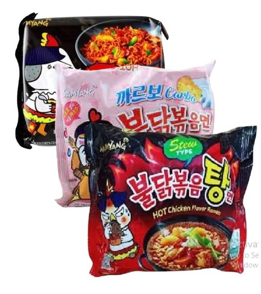 Samyang Buldak Halal (Black+Pink+Stew) Noodles 3 Different Flavors Black Hot Chicken+Pink Carbonara Cheesy+ Stew Type Noodles Korean Noodles Imported Ramen