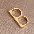 Hip Hop Smooth Finger Tiger Big Ring Men Punk Double Two Finger Double Ring Jewelry Men Finger Gold Ring. 