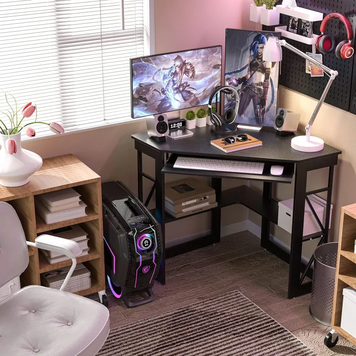 Computer%20Table%20for%20corner%20with%20Smooth%20Keyboard%20&%20Storage%20Shelves%20for%20Home%20Office%20Workstation%20Table%20,%20White%20&%20Gold%20-%20Image%205