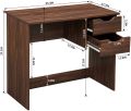 Brown Computer Desk Writing Study Table with 2 Side Drawers Classic Home Office Laptop Desk Brown Wood Notebook Table (36x18x30 Inches). 