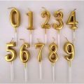 Gold Number Candle, 0 1 2 3 4 5 6 7 8 9 digital Number Birthday Candles Cake Topper Birthday Cake flag Decorations. 