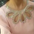 Embroidery Neckline Lace Turkish Style For Brand Fabrics, Fancy Mirror Neck Design For Clothes, New Stone Necklace for Dress. 