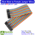 20cm 40pcs Male to Female dupont line 8" (20cm) Jumper Wires For Bread Board and Arduino by Electrica. 