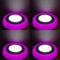 6 watt 3+3 LED Round Panel Light Ceiling POP Down Indoor Light LED 3D Effect Lighting (Double Color) White and outer Pink /Green /Blue And Rgb Pack of 4. 