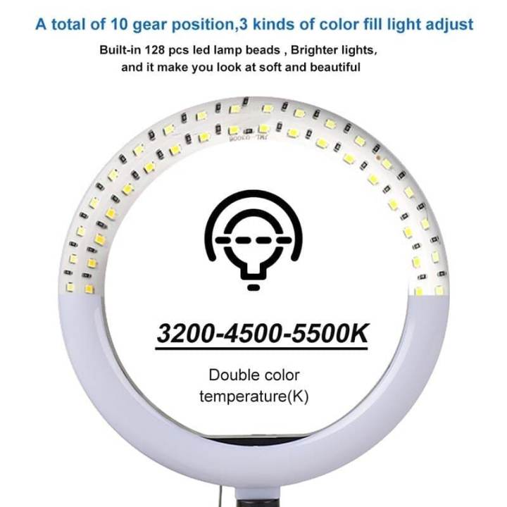 Selfie%20Ring%20Light%20With%20Stand%2026cm/10inch%20Studio%20Light%20Dimmable%203%20Modes%20Photography%20Lighting%20-%20Image%206