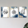 Set of 3 calligraphy wall art sticky wooden canvas  frames for home decore / sticky phototiles. 
