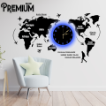 ( PREMIUM DECORE ) 3D wall clock | world map wall clock | DIY wall clock World Map Wooden Wall Clock for Home and Offices, wall clock for bedroom.. 