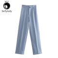 Women Suit Trousers High Waist Solid Color Straight Pants Fashion Casual Wide Leg Pants. 