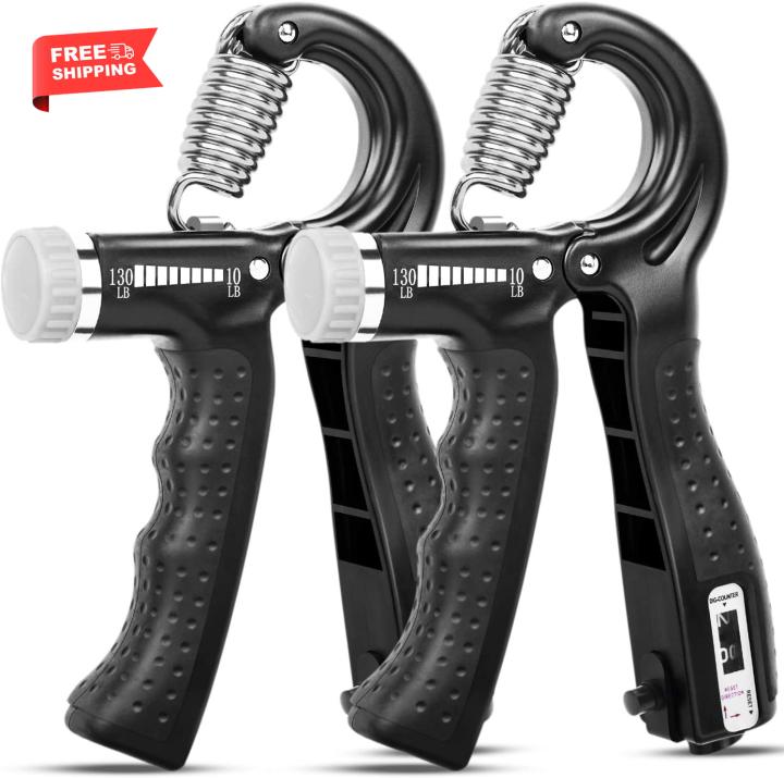 Histro Pack of 2 Hand Grip Strengthener counting Adjustable Resistance 10-130 Lbs Forearm 5 to 60kgs Hand Grip Strengthener Adjustable Resistance 22-130 Lbs (10-60kg) - Fitness Equipment Spring Loaded for Muscle Recovery Hand Gripper Trainer, Exerciser,