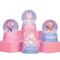 Creative cartoon strawberry bear glow crystal ball snow glass ball resin night light snow ornament lighting gifts. 