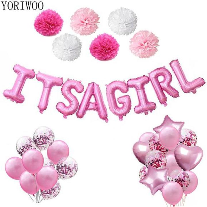 [Best Selling] ITS A GIRL Pink Color Letter Banner Foil Balloons for Shower Decoration
