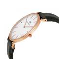 Daniel Wellington White Dial Black Leather Strap Watch For Men DW00100007. 