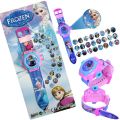 Frozen Digital 24 Images Automatic Projector Toy Watch for Kids School Girls Disney Barbie Digital Wrist Watch. 