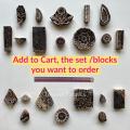 Wooden Blocks for block printing on fabric. These are hand carved block printing Wooden Stamps for textile art block print colours and paints.. 