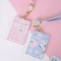 Cute Cherry Blossom Lanyard Card Holder student bus Card Case with Neck Strap Staff ID Business Card Holder Photo Badge Holder. 