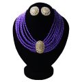 Purple Jewelry Set with Center Golden Stone For Women - Purple. 