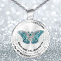 Unisex Necklace My Mind Still Talks To You Time Glass Pendant Jewelry Chain Gift. 