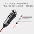 12V 24V 15A Heavy Duty Car Lighter Socket Male Female Extension Cord Supply Cable with Fused 3.7M. 
