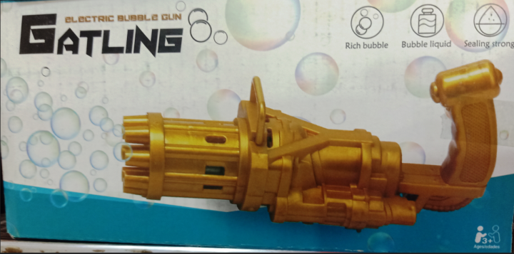 Electric Bubble Gun Gatling Bulbulay Making Machine Rich Bubble, Bubble Liquid, Sealing strong, 8 Hole Bubble Blower Automatic Bubble Maker