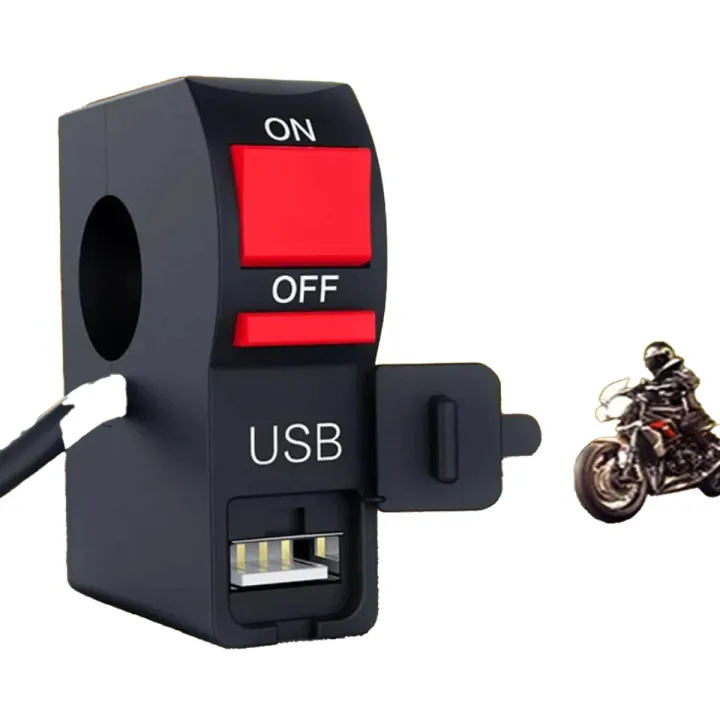 2A 5V Universal Motorcycle Handlebar Switch – On/Off Start Button with ...
