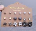 Pack of NINE/9 everyday of week Stud Earrings for Girls and Women. 
