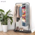 hanging organizer, cabinet organizer, hanging shelf, hanging storage, foldable and space saving, metal hooks and bamboo inserts, linen-like texture 5 shelve. 