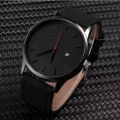 Analog Date Leather Men Wrist Watch - Black For Gents Watch With Box. 
