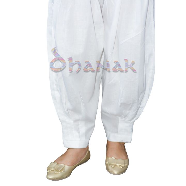 DHANAK - New Arrival White Pleated Design Basic Shalwar for Women in Cotton - PLS01 - White