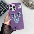 🔥👍【Compatible with IPhone Phone Case】🔥👍 Stylish V-VRUNK Phone Case IMD Color Silver Shell For IPhone 16 15 14 13 12 11 Pro Max Plus. 