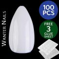 WANTER 100Pcs Fake Nails For Girls, With 3 Nails Glue Sheet, Square Almond Oval Coffin Shape Natural & Transparent Color Artificial Nails Kit Fake Nails Acrylic Nails For Girls Beautiful Nails False Nails With Nails Glue Stickers. 