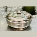 Rex Stainless Steel Hot Pot Set – 3 PCS (20CM, 24CM, 28CM) with Sliding Lock Steel Lids – Mirror Finish Double Body Insulated Food Warmer/ Cooler – Export Quality Hotpot Set. 