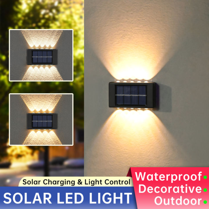 6 LED Solar Wall Lamp / Outdoor Waterproof Up And Down Light Lighting