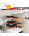 Luxury Heavy Duty 4-Tier Frying Pan Wire Rack And Plates Cupboard Storage Space Saver Organizer (White). 