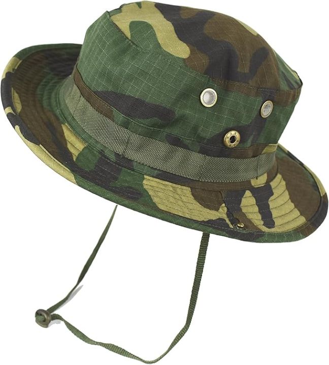 Summer Outdoor Sun Hat Men Uv Protection Bucket Hat for Hiking Camping Beach Safari Round Cap  Camouflage Hats -  Commando Camouflage