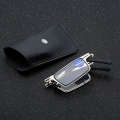Unisex with leather bag intelligent silver exquisite full frame long face folding anti blue eagle eye ultra light reading glasses. 