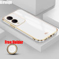 Biruiqu for VIVO Y17s Back Cover Luxury 6D Plating Frame Shiny Bling Phone Pounch Soft Silicone Square Phone Case. 
