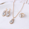 Wholesale Three Piece Artificial jewellery Elite Oval Gem Claw Crystal Rhinestone Girls Necklace Earring Jewelry Set For Women. 