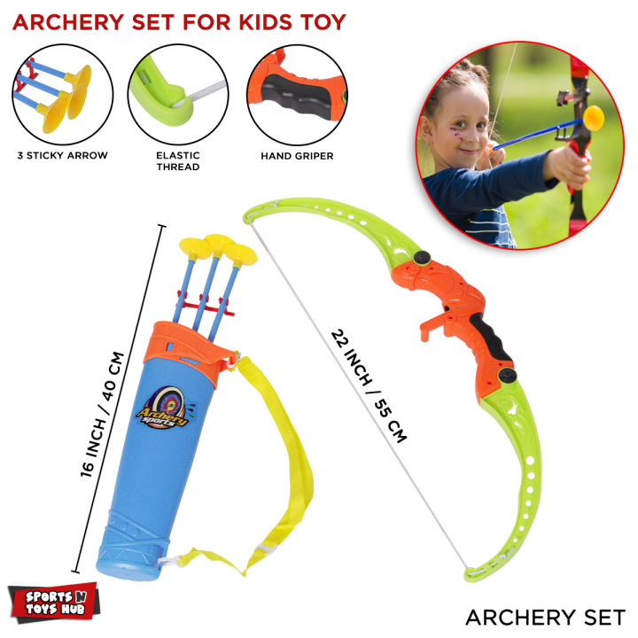 Archery Sports Bow & Arrow With Waist Hanging Quiver Toy Set, Durable Suction Cup Dart Arrows Target Shooting Practice Plastic Toys, Best For Gift Kids Boys & Girls, Enjoy The Hunting_ Play Sport Practice Outdoor Garden Fun Sports Competition Game