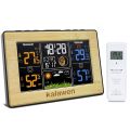 Kalawen (PT201B/QZ201) Wireless Weather Station, Digital Color Weather Station with Outdoor Sensor, Digital Alarm Clock, Calendar,Temperature, Humidity Monitor, Weather Forecast for Home Bedroom Garden,. 
