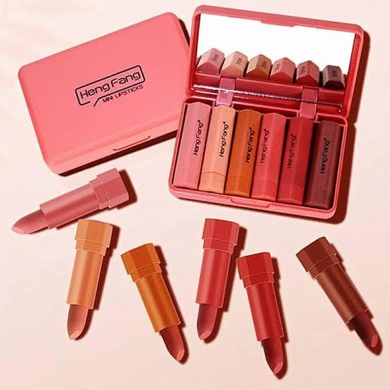 Hangfang Matte Lipstick 6 pcs, 6 Shades For Girls