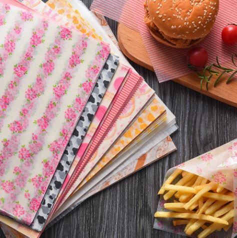 50Pcs Wax Paper Food Grade Grease Paper Food Wrapping Paper