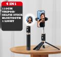 4IN1 JC16 H Selfie Stick / Tripod 1 light Bluetooth Shutter 110CM/3.6 Feet Height Foldable Stand 360 Rotatable Tripod for Tiktok YouTube Photography Traveling Cooking videos pictures for Android and IOS Black. 