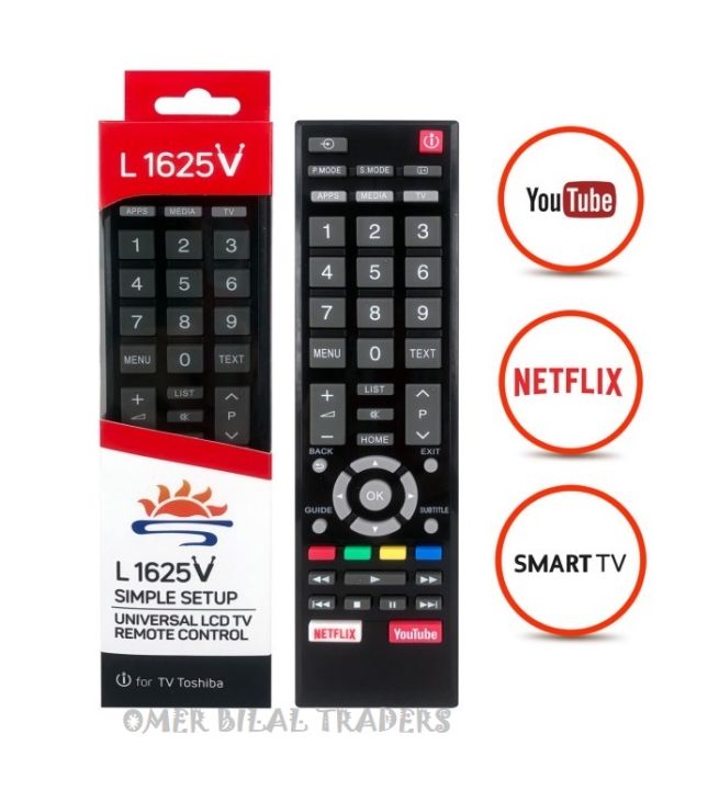 Universal Remote Control for Toshiba TVs Replacement Remote for All Toshiba LCD LED 3D HDTV 4K UHD Smart TV Remotes Sun L1625V