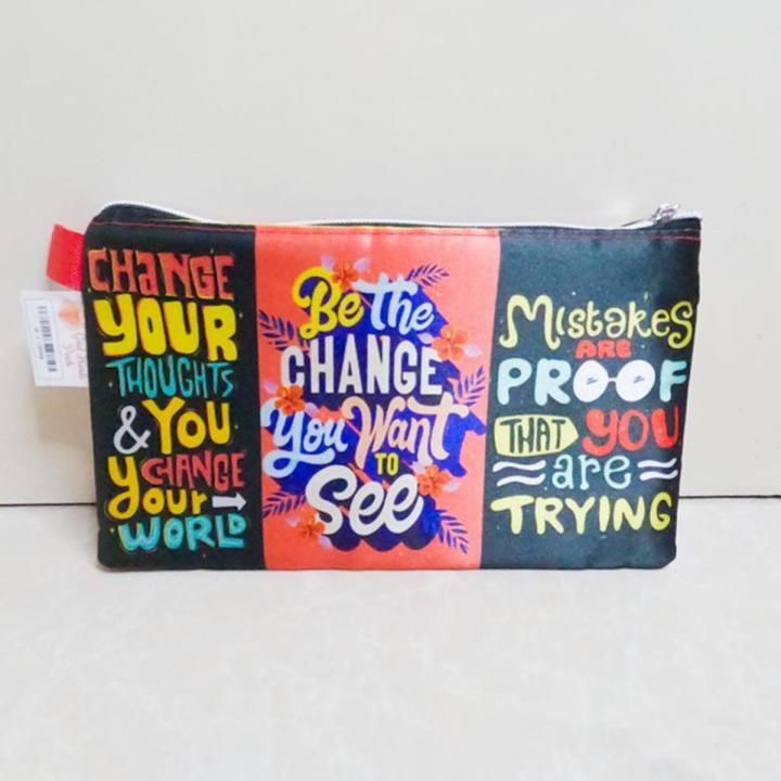 Quotes and Floral Patterns Flat pouches for GIRLS - Digitally Printed Pencil Cases for boys and girls