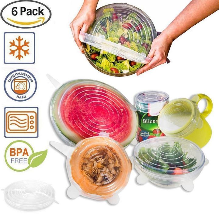 Kitchen + Home Silicone Stretch Lids - Set of 6 Silicone Food Saver Covers - BPA (1)