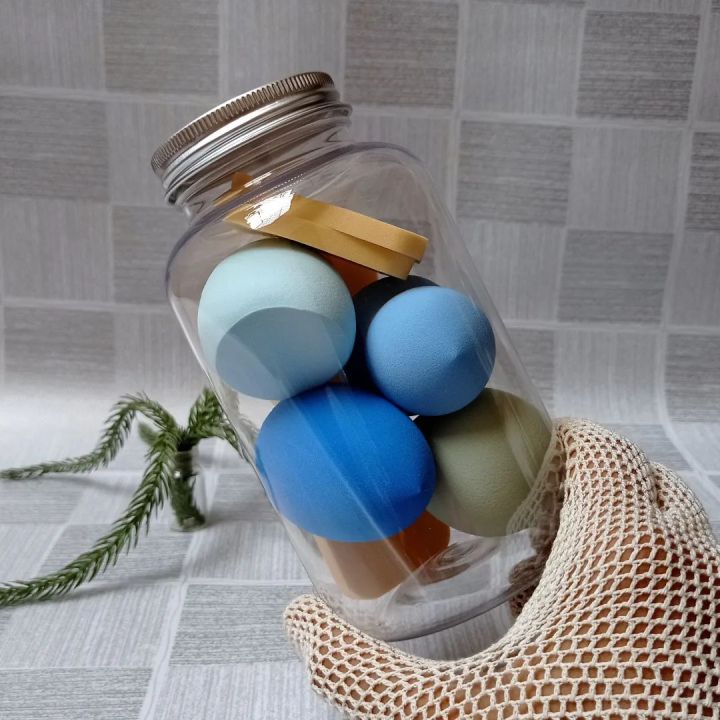 Makeup%20Blender%20Sponges%20Set%208PCs%20and%2010%20PCs%20with%20Jar,%20Foundation%20Blending%20Sponge,%20Cosmetics%20Puff,%2010%20Pcs%20Multiple%20Shapes%20and%20Colour%20with%20jar.%20-%20Image%208