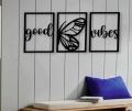Panel set of 3 good vibes wall art, laser cut wooden good vibes wall art, 3 set of panel of good vibes wall art. 