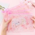 Kawaii Rabbit Heart Transparent School Pencil Case For Girls Office Student Pencil-Cases Storage Bag Box Stationery Supplies. 
