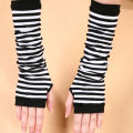 Fingerless Gloves Striped Windproof Thick Arm Wrist Gloves. 